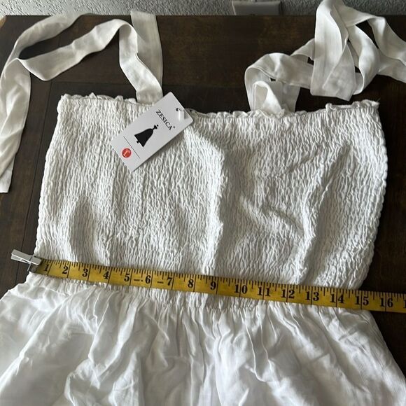 ZESICA Boho Spaghetti Strap Square Neck Solid Color Ruffle A Line Beach - Picture 8 of 11